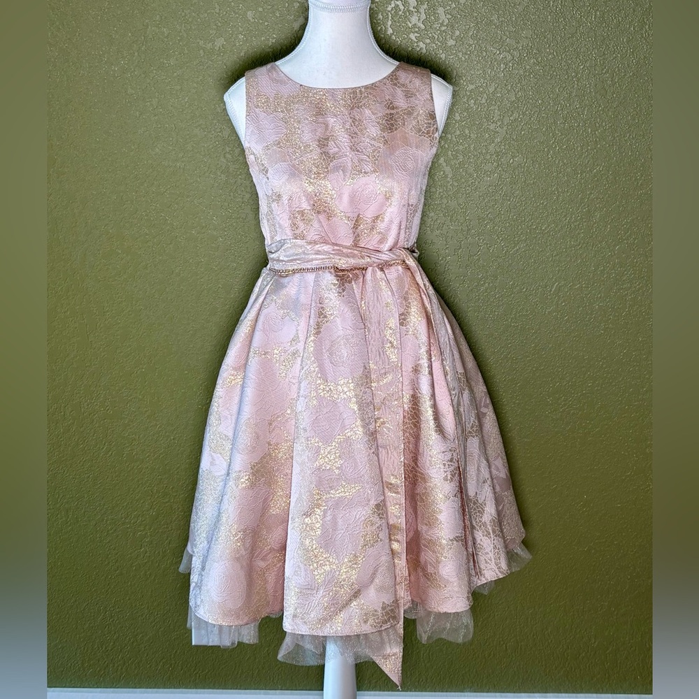 Beautiful Pink and Rose Gold Party Dress Sz 16 Girls